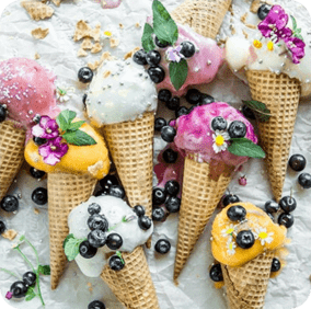 Fruit ice cream cones