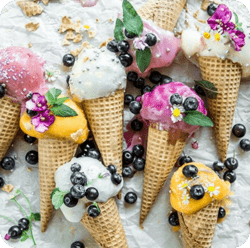 Fruit ice cream cones