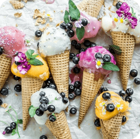 Fruit ice cream cones