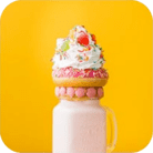 Milkshake with ice cream and donut