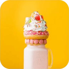 Milkshake with ice cream and donut